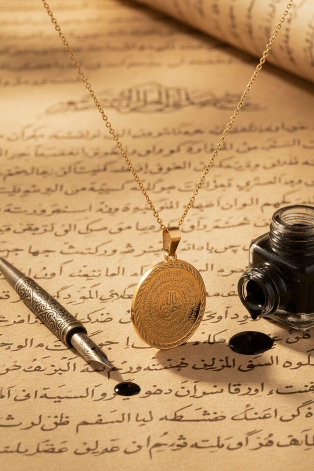 Hakkani Mührü ve Nalı Şerif Yazılı AltınKaplama Çelik Kolye